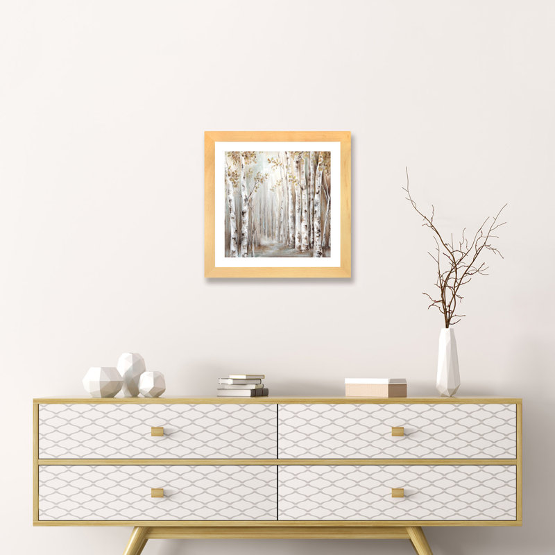 «Sunset Birch Forest III» - reproduction, H 24 po x l 24 po x p 1 po, Papier bois naturel