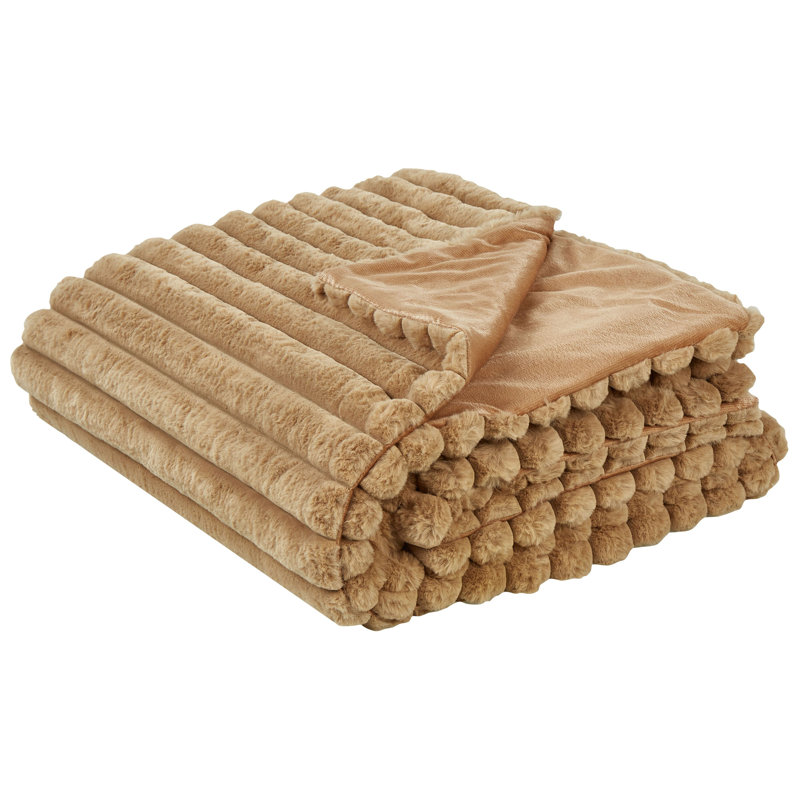 RAKYA Polyester Striped Bedspread, Light Brown