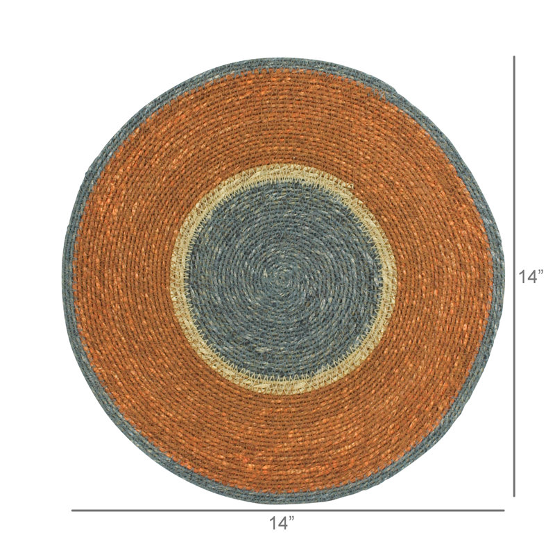 Placemat, Seagrass - Rnd, Teal, Rust