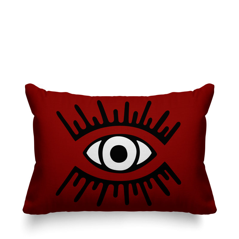Coussin intérieur / extérieur Miranda Evil Eye, Rouge