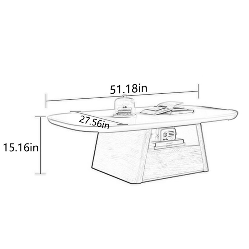 Table basse ovale simple et multifonctionnelle, Blanc