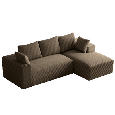 Adame 110"W Sectional Sofa Couch With L‑Shaped Chaise, Cup Holders & Storage Pockets - No Assembly Required