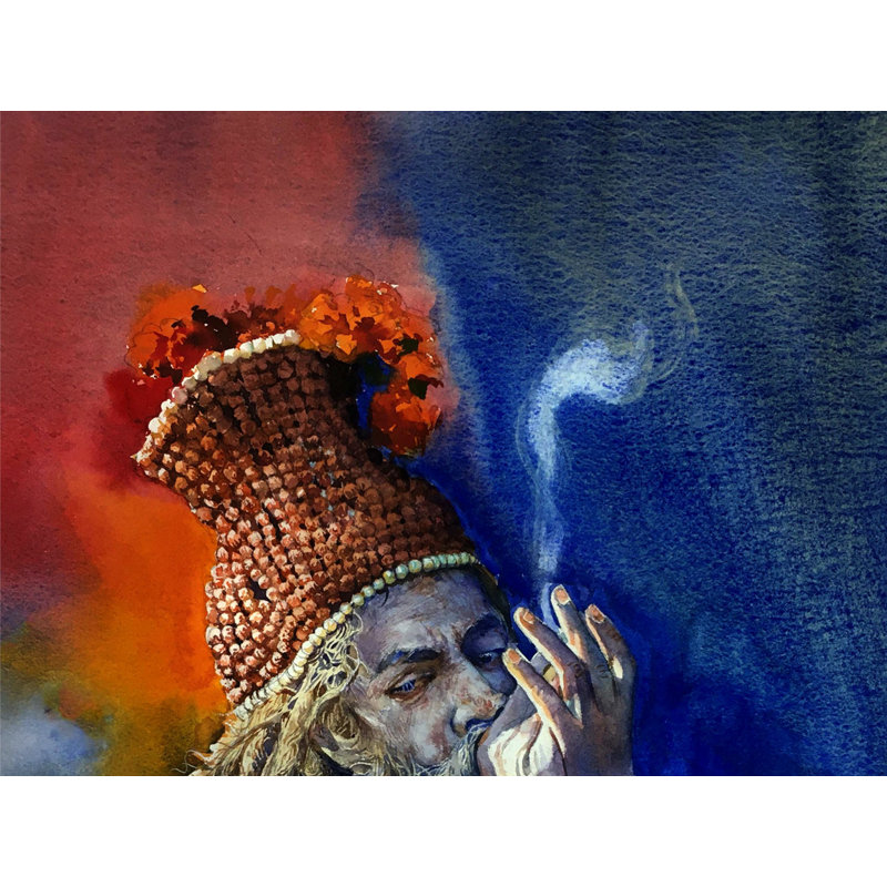 Perdus - Le Saint Aghori | Aquarelle sur papier | Nishikant Palande