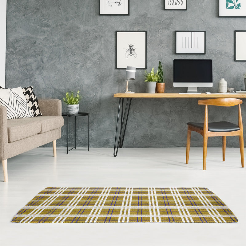 Tapis jaune à carreaux, Rectangle 3 pi x 5 pi