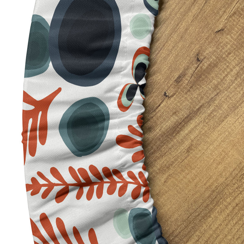 East Urban Home Abstract Fitted Round Tablecloth Burnt Orange and Multicolor, 67.72" Round