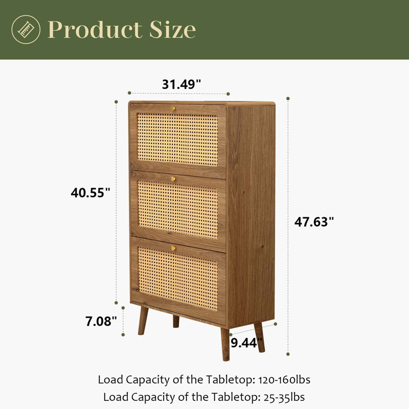 Armoire de rangement pour chaussures Georgios, Brun / naturel