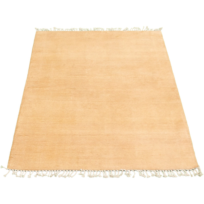Tapis décoratif en laine de conception unique noué à la main New Age Gabbeh beige 4 pi 1 po x 6 pi 1 po Azaley
