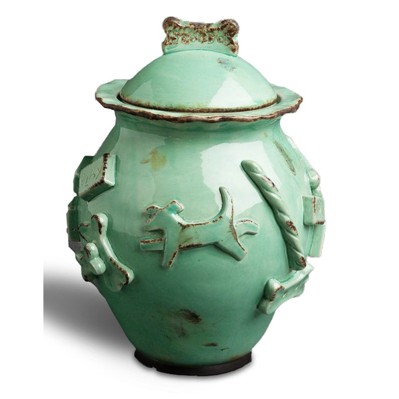 Pot en céramique pour animaux 1,5 lb, Aqua / vert