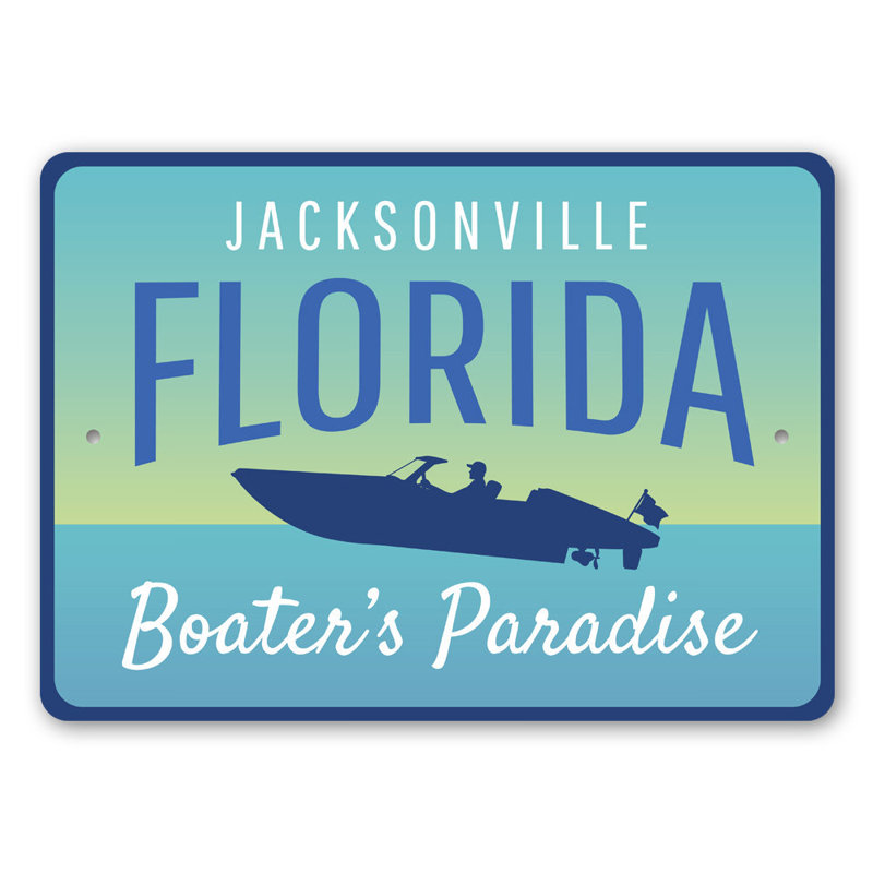 Plaque en aluminium Jacksonville Florida, H 12 po x l 18 po x P 0,06 po