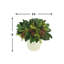 Pine, Magnolia Leaves And Pinecones In A Ceramic Vase