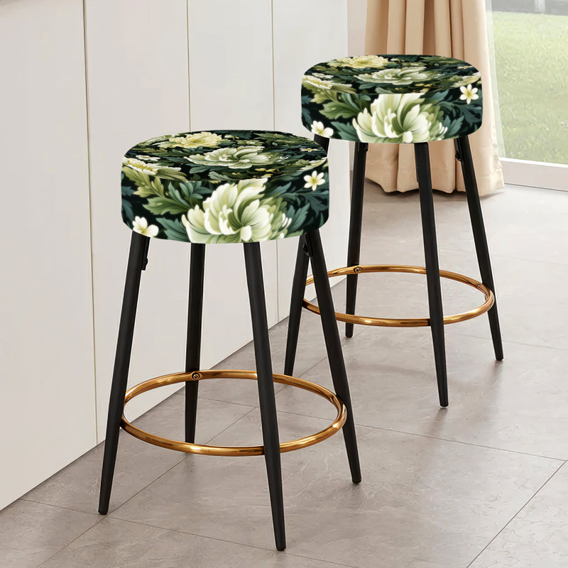 Huyett - Ensemble de 2 tabourets floraux