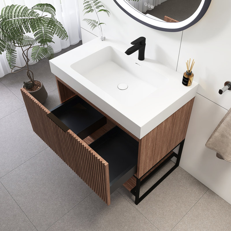 Meuble-lavabo autoportant en contreplaqué de 30 po avec lavabo