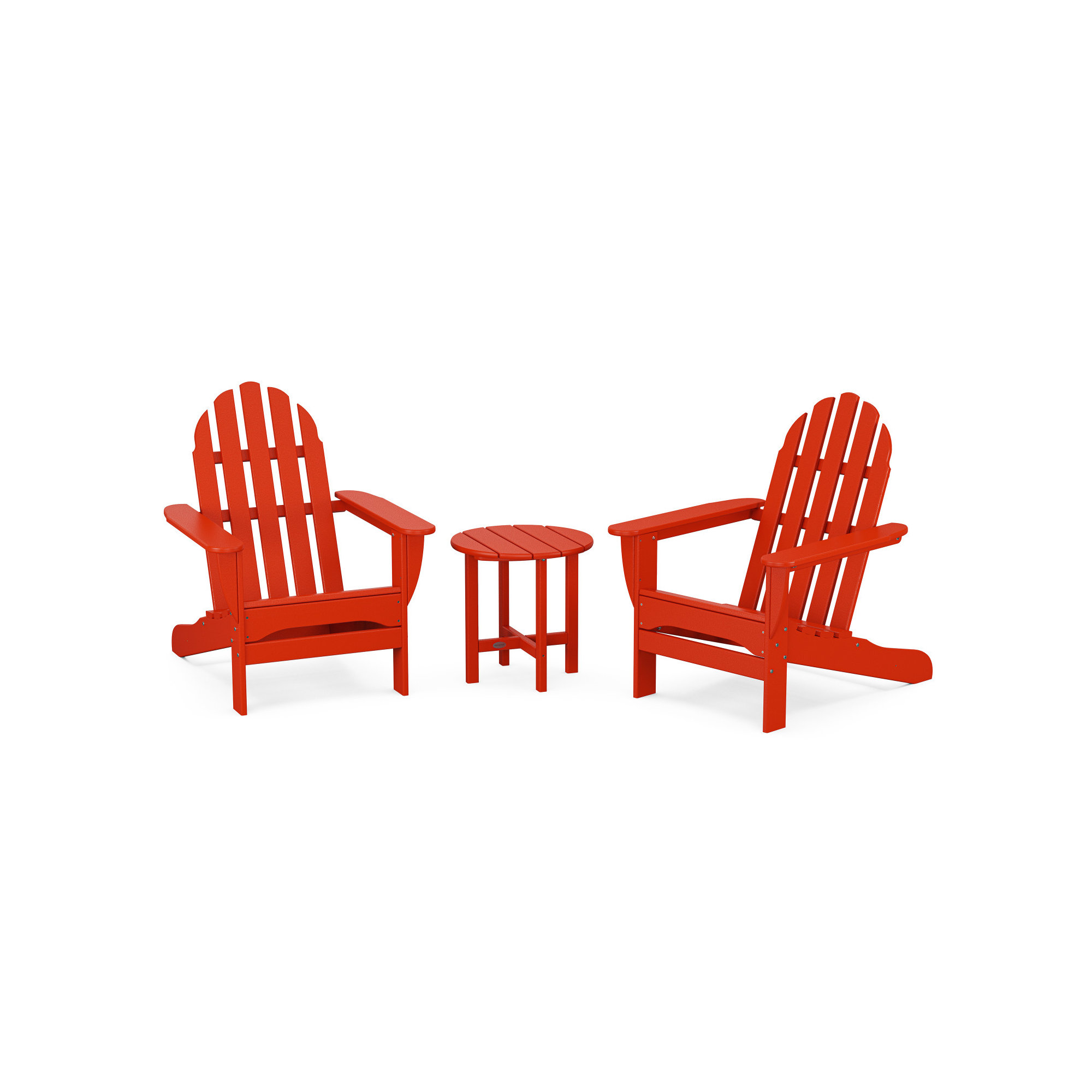 POLYWOOD Classic Adirondack 3 Piece Seating Group, Sunset Red