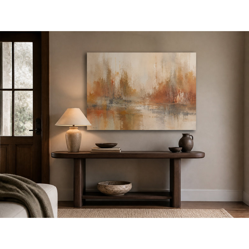 Rouille, beige, paysage abstrait enveloppé Irmelie, L 36 po x H 24 po x P 1,5 po