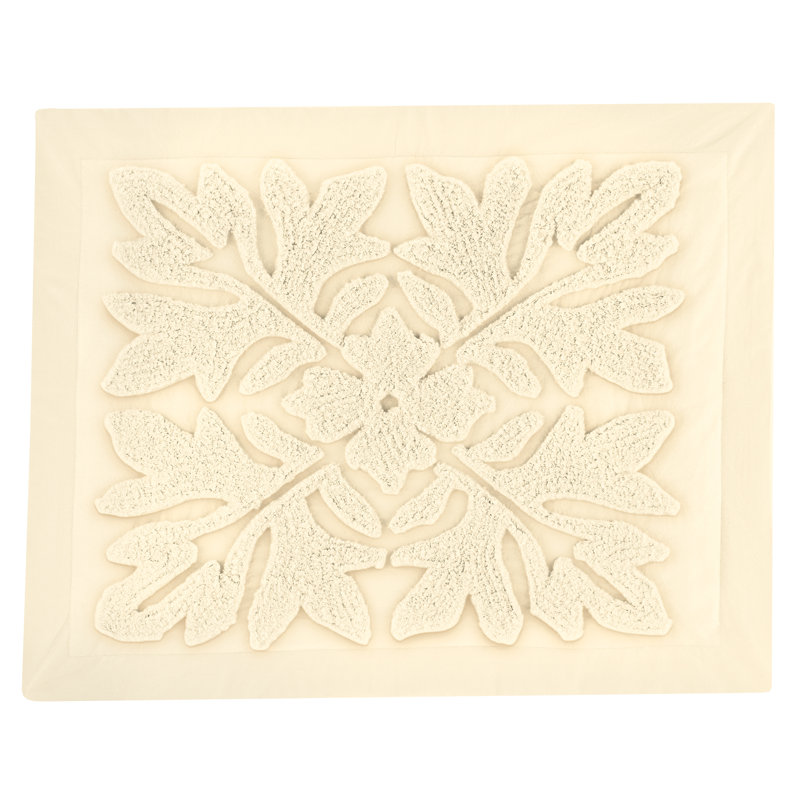  Taie décorative florale en coton, Crème