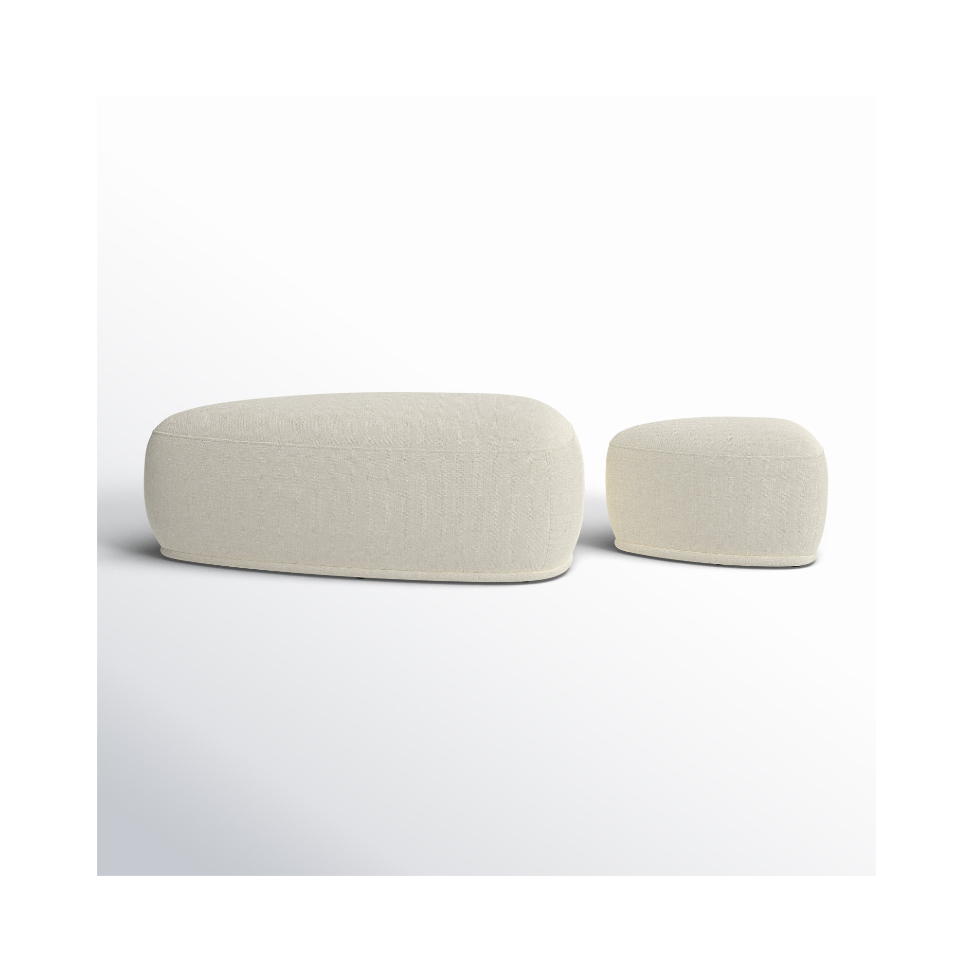 Adna Triangle Cocktail Ottoman (set Of 2), Effie Linen Performance Basketweave