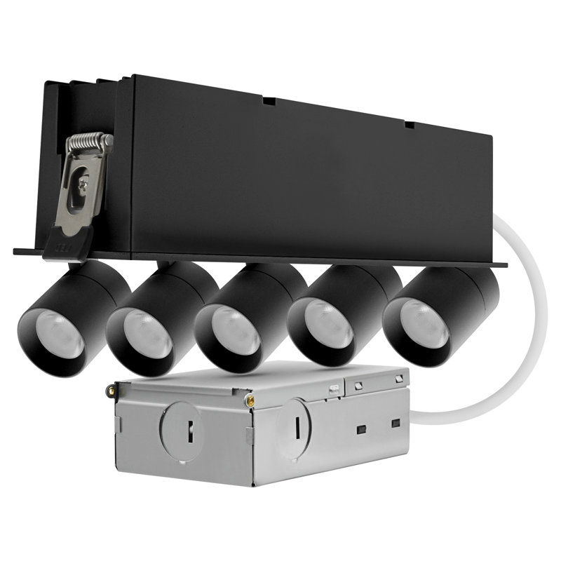 Projecteur encastré à 5 têtes DEL LUXRITE, 5CCT, CRI90, 15W, 1000LM, tête réglable à 355 ° et inclinaison à 80 °, à intensité variable, homologué IC, ETL, noir