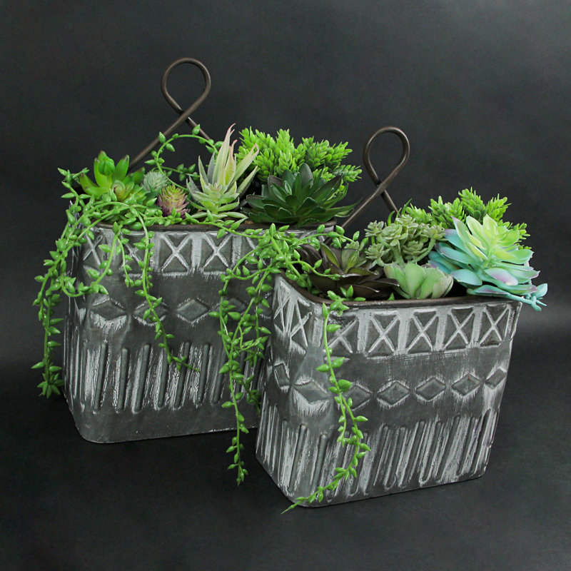 Ensemble de 2 pots de fleurs en métal Anashe