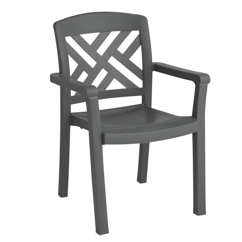Chaise de salle à manger d'extérieur empilable, Gris anthracite