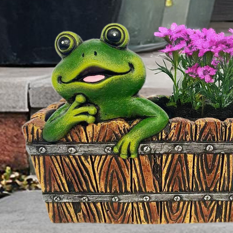 9" Cement Frog Planter
