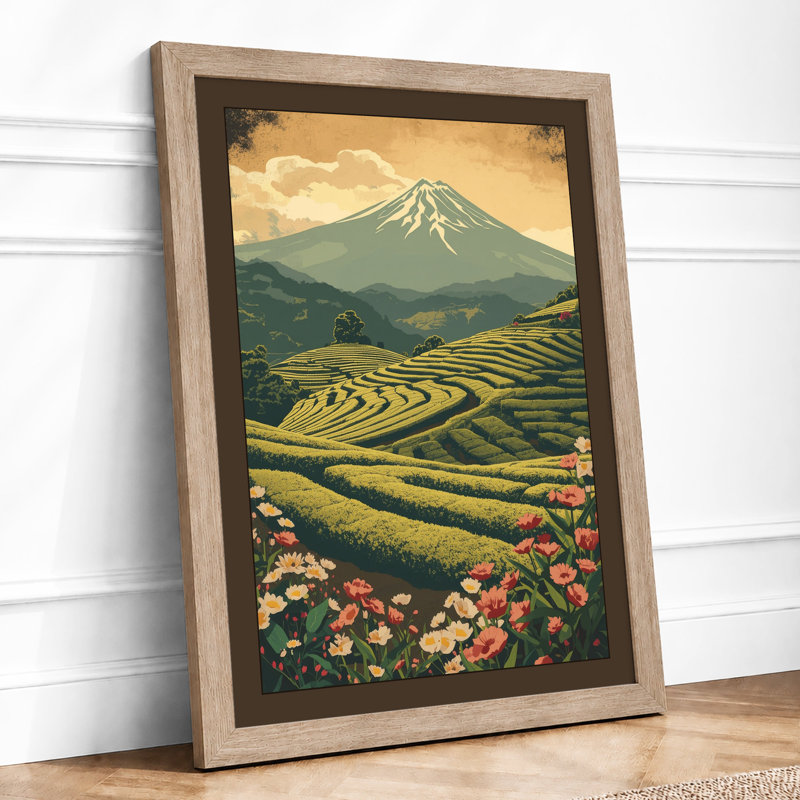 Mountain And Fields Japandi - Print, Oak, A4 - 29.7 x 21.0 cm