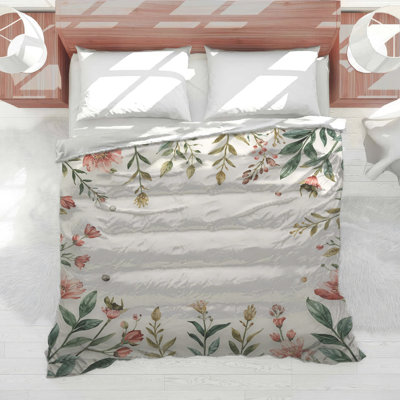 Édredon aquarelle à bordure florale