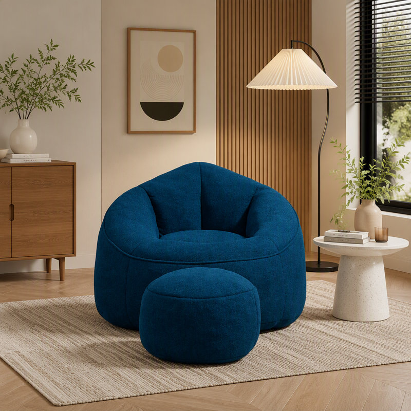 Fauteuil à billes avec repose-pieds, Blue