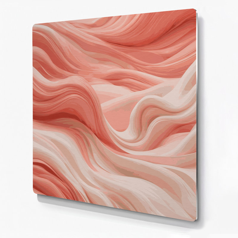 «Abstract Landscape 3», art mural en métal rose, H 12 po x l 12 po