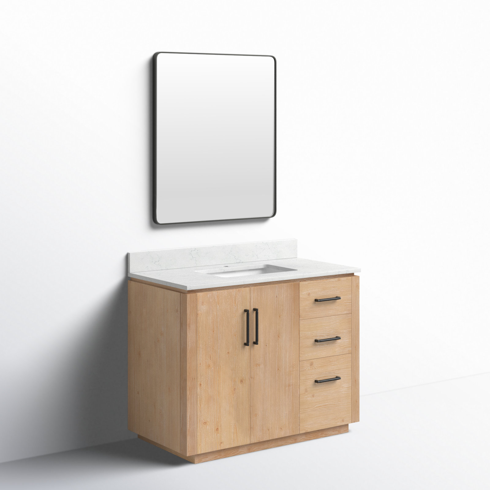 Cloverfield 42'' Single Bathroom Vanity, Fir Wood Brown, Matte Black