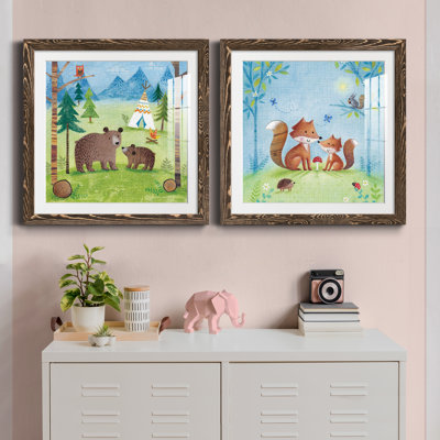 " Woodland Family Bears " 2 - Pieces Painting Print