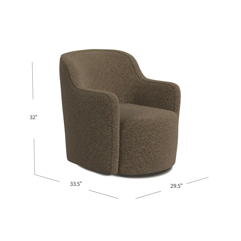 Fauteuil pivotant rembourré Brentleigh, Boucle brun foncé