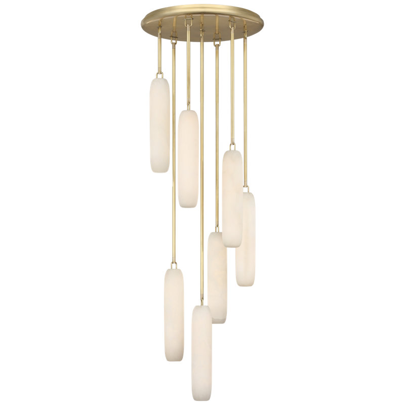 Kelly Wearstler Formosa 7-Light Pendant in Bronze with Alabaster, Antique-Burnished Brass