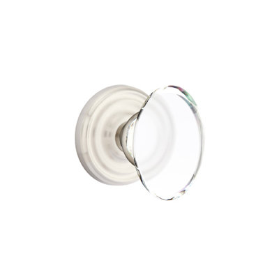 Ensemble de boutons d'intimité Emtek avec rosette régulière et bouton en verre Hampton