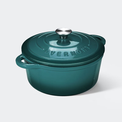 4.5 Qt Enameled Cast Iron Dutch Oven With Lid & Accessories – Bottle Blue Cookware For Baking, Roasting & Stews