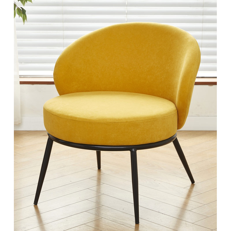 Velvet upholstery metal leg accent chair, Yellow Velvet