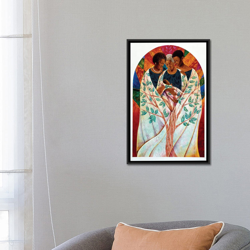 «Family Tree» par Keith Mallett, impression sur toile, H 26 po x l 18 po x P 1,5 po, Toile avec cadre noir, Pas de tapis