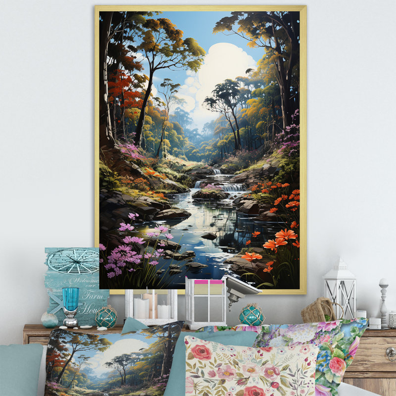 «Forest Charm», impression sur toile, Cadre doré simple, H 44 po x l 34 po x P 1,5 po