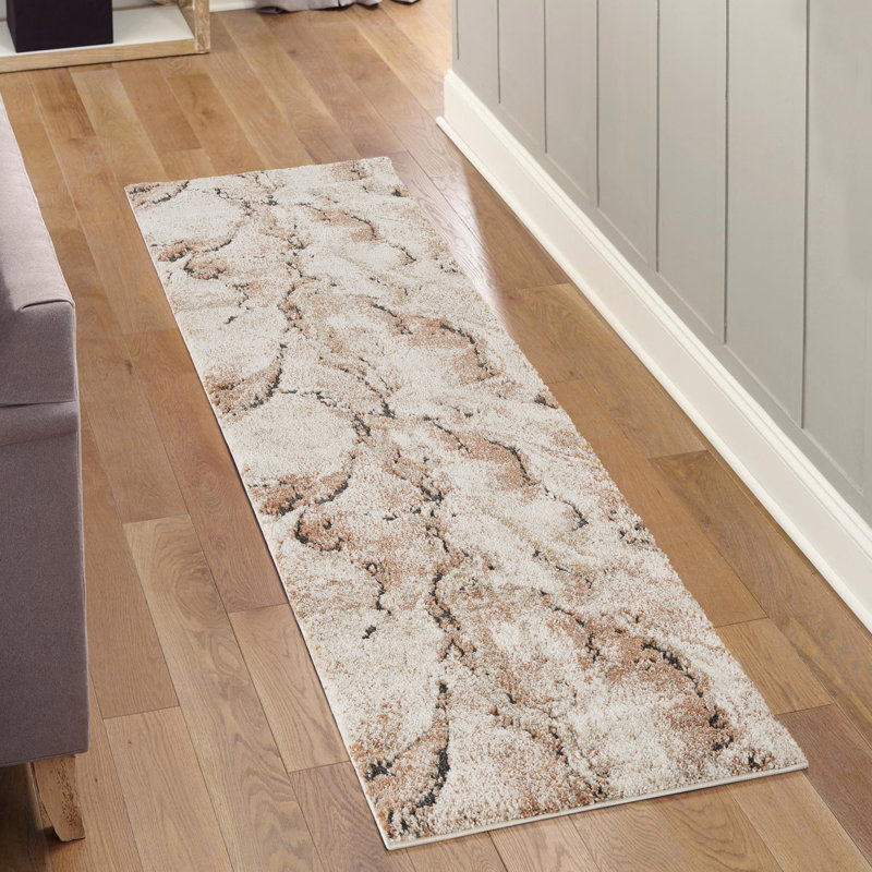 Essence Living Room Area Rug Oragnic Abstract Design Thick Cut-Shrink Pile Soft Modern Carpet with Jute Backing Contemporary Hallway Indoor Rug, Terracotta