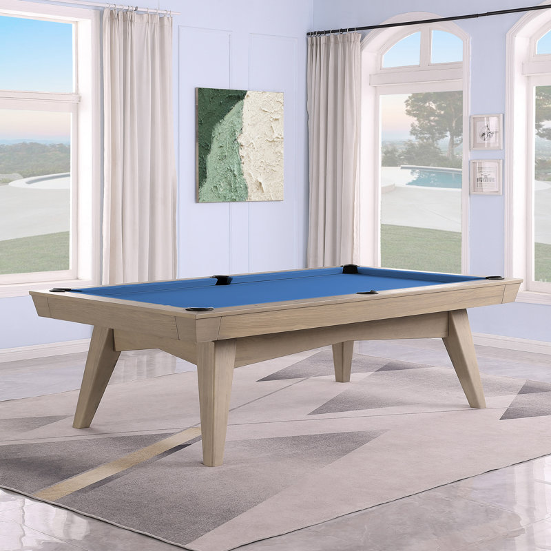 Table de billard sans ardoise ModArt, 7 pi, Bleu électrique, Bois de frêne noir