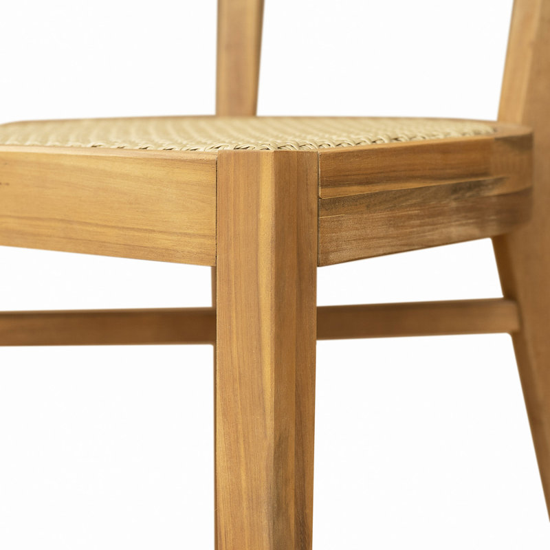 Chaise de salle à manger en bois d'acacia avec osier