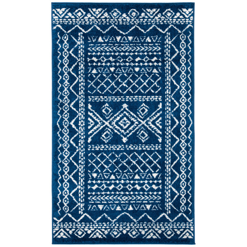 Tapis bleu marine / ivoire Cambree Southwestern, Rectangulaire 3 pi x 5 pi