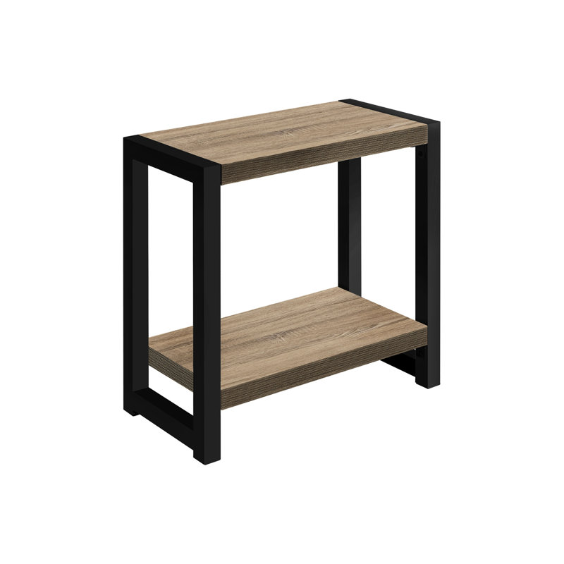 Petite 2 tables d'appoint, stratifié brun, métal noir, convient au salon et à la chambre à coucher, table moderne avec 2 pieds en taupe foncé