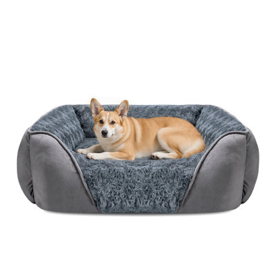 Calming Dog Bed, Soft Plush Washable Pet Bed, Velvet Interior, PP Cotton Filling, Non-Slip Bottom, Various Pets