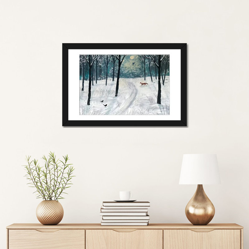 «Moonlight Shadow», reproduction sur toile, H 16 po x l 24 po x P 1 po, Papier d'art encadré noir, Blanc