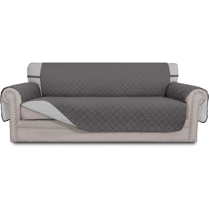 Easy-Going Reversible Couch Cover – Grey/Light Grey – 3 Cushion Sofa, Water-Resistant, Pet-Friendly, Foam-Stick & Elastic Strap Design