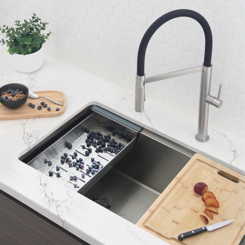 33 in. x 19 in. 16 Gauge, Stainless Steel, Brushed Single Bowl Undermount Kitchen Sink with Bottom Grid