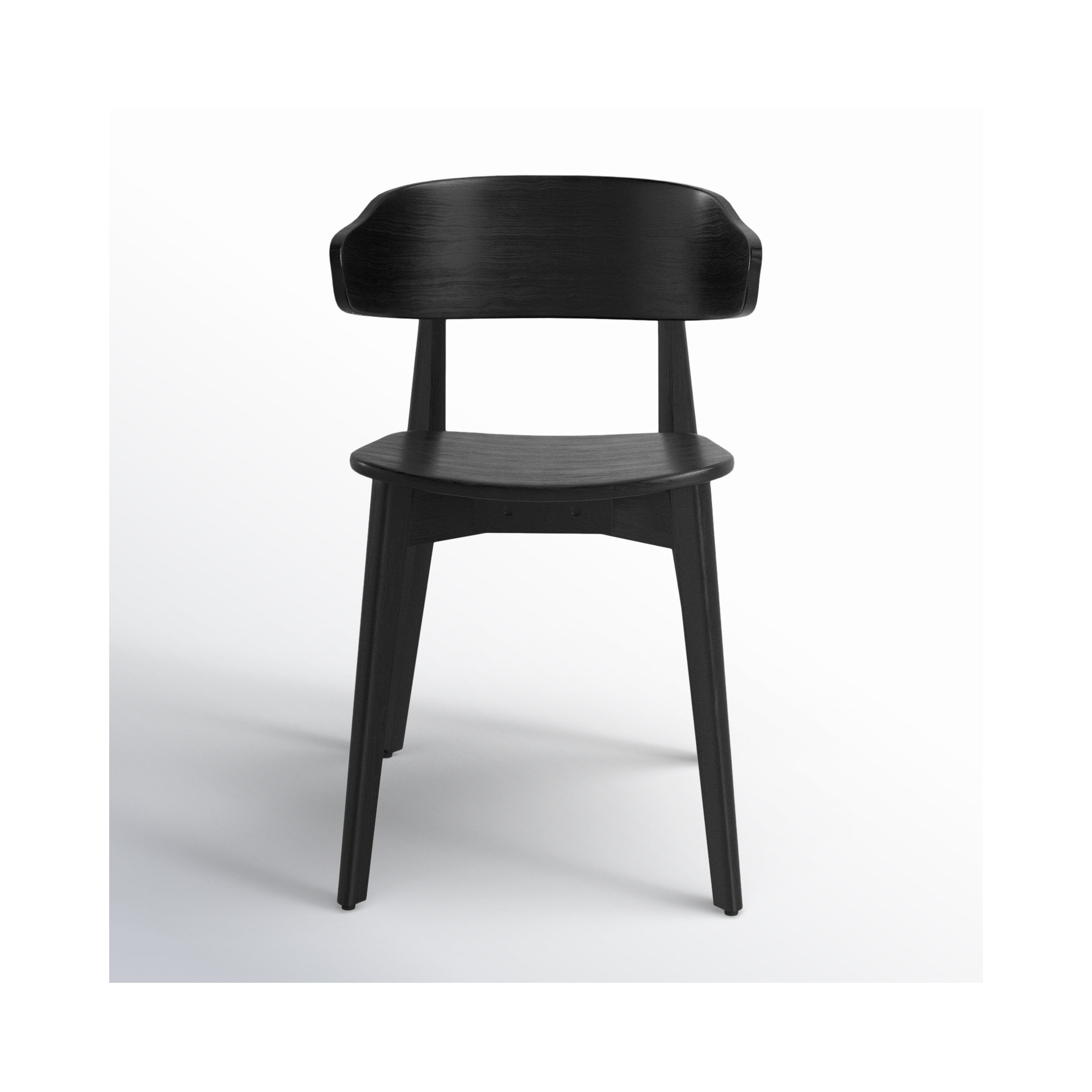 Kassel Solid Wood Wingback Side Chair in Black, Black