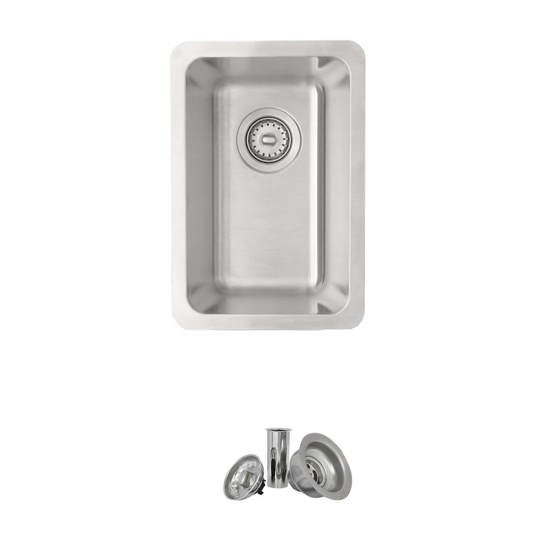 Builder Stylish Undermount or Drop-In 12 1/2" Single Bowl Stainless Steel Kitchen Sink, Zafra S-409T STYLISH