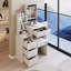 29.2" Small Space Left Bedside Cabinet Vanity Table + Cushioned Stool, Extra Large Right sliding mirror, Multi Layer High Capacity Storage, Practical Fashionable Dresser, Suitable For Small Space-541212110