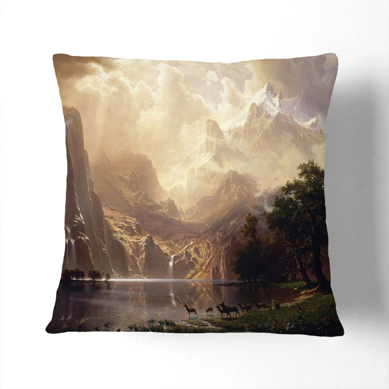 Among The Sierra Nevada Square Throw Cushion, 40cm H x 40cm W x 15cm D, Black